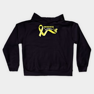 Awareness Is Power Butterfly Hydrocephalus Warrior Yellow Ribbon Support Survivor Kids Hoodie